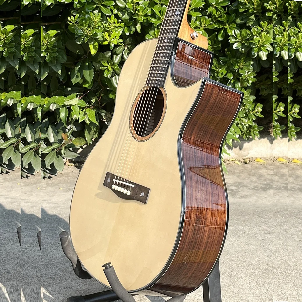 Aiersi High Quality Acoustic Guitar Solid Spruce Top and Rosewood OEM ODM Cutaway Folk Music Instrument Made China Factory