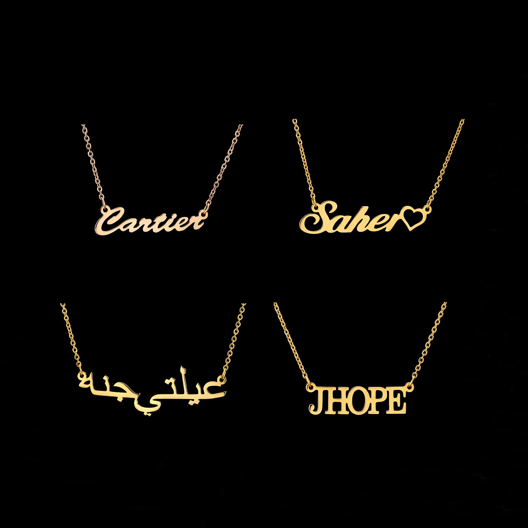 

Personalised Customised Stainless Steel 18K 14K Gold Plated Name Plate Jewelry Necklace Women And Men