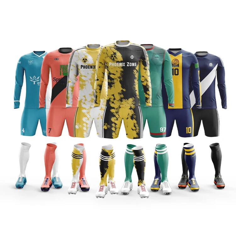 

Custom wholesale high quality full dye sublimation long sleeve football soccer jersey t-shirt for sale, Custom pantone color