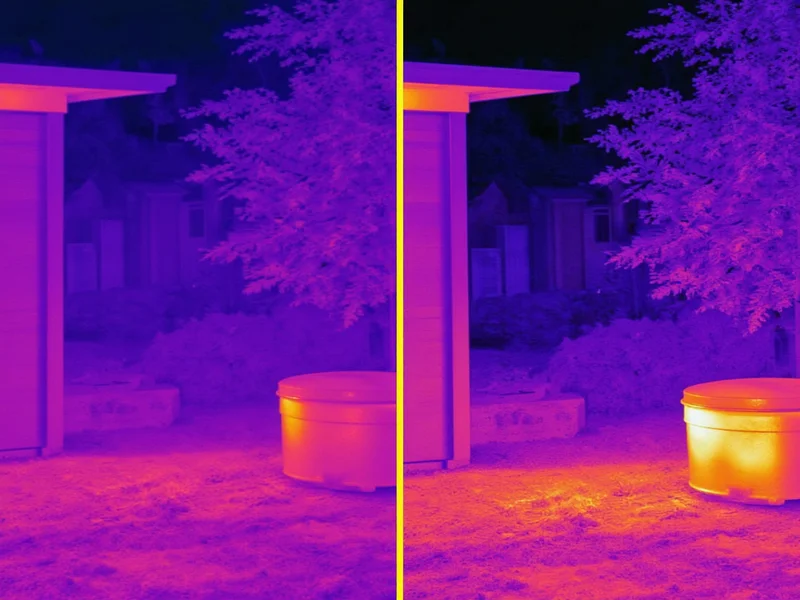 Thermal camera image showing temperature difference from DIY evaporative cooler