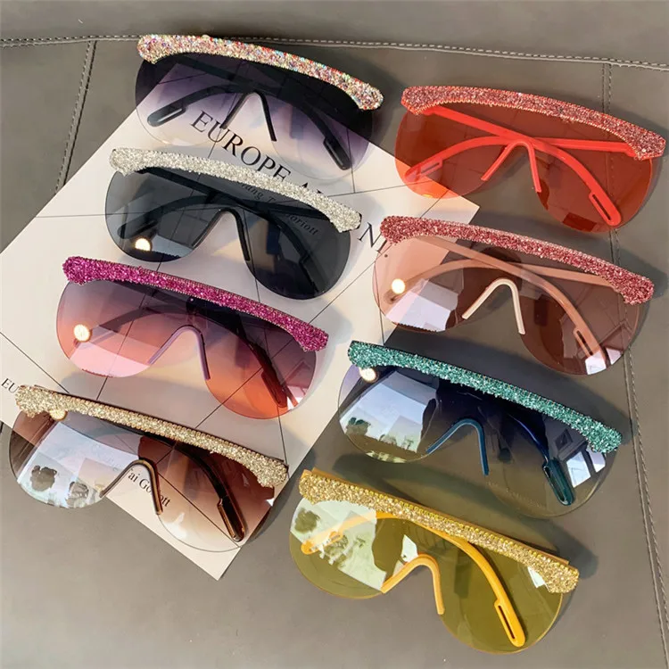 

Kenbo Eyewear Rhinestone Diamonds Sunglasses 2021 Bling Shades One Piece Oversized Sunglasses Women