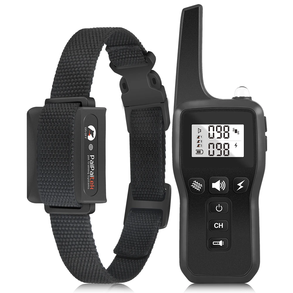 

Lcd Display Long Range 100 Levels Adjustable Beep Static Stimulation Dog Training Collar With Remote