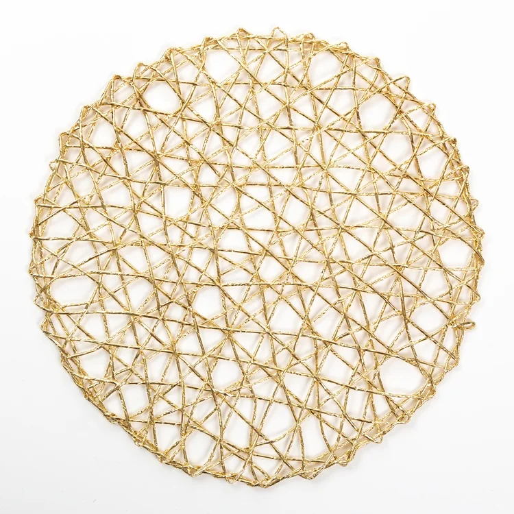 

IN STOCK Woven Paper Round Decorative Placemat or Charger for Holiday and Decor,Round, Gold, Set of 6, Gold, silver