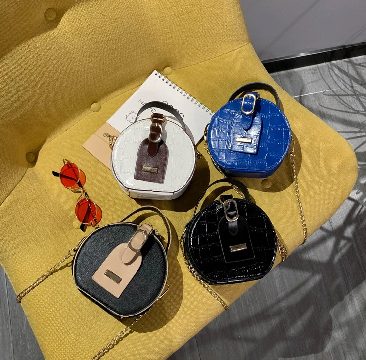 

vintage mini round shape handbag crossbody hand bags handbags women round purses latest 2020, White/blue/black/black+khaki