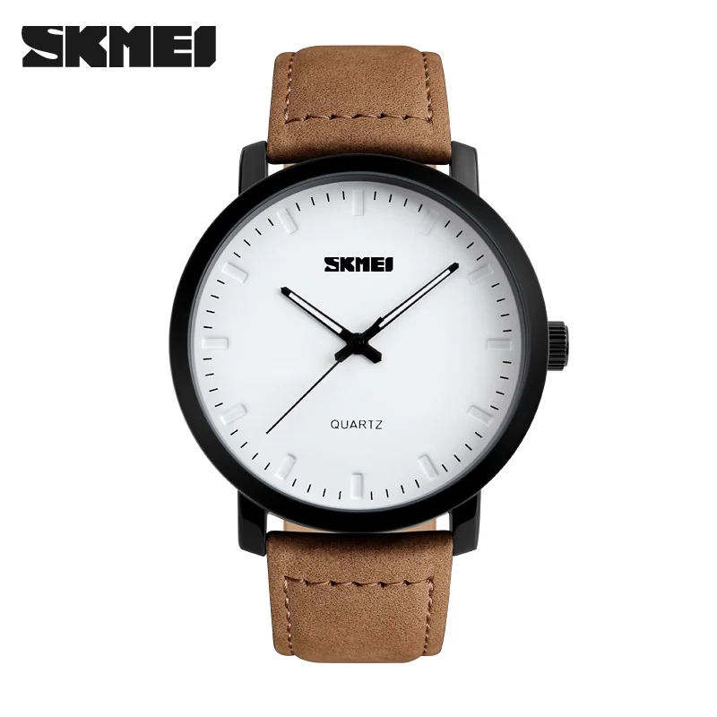 

OEM factory brand luxury watches Skmei 1196 hot selling good quality genuine leather strap men quartz wristwatch