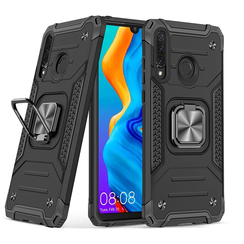 

Saiboro Car Mount Magnetic Shockproof Cover for huawei p40 hard PC Soft TPU Hybrid Phone Case For huawei p30 lite, 7 colors