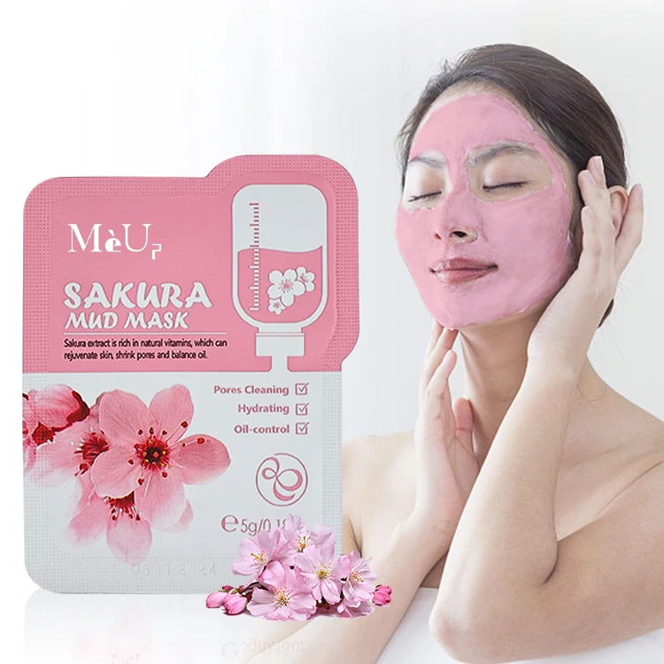 

Korean Whiten Mascarillasl Facial Masks Skincare Face & Body Mask Beauty Skin Care Cosmetics Clay Sakura Mud Facial Mask, Pink color