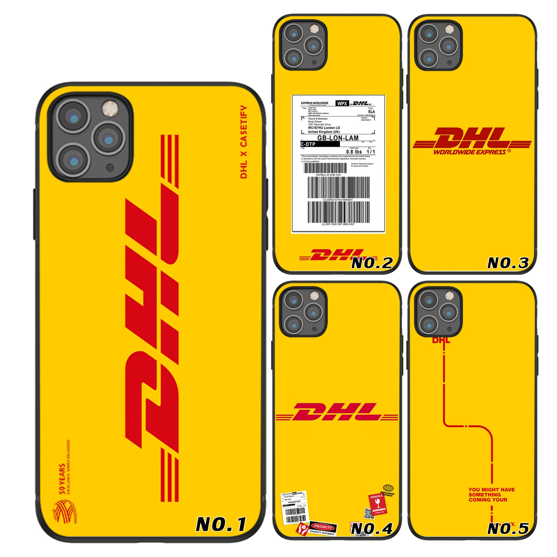 

Fashion Yellow DHL logo TPU Phone Case Crinted Case For iPhone 12, Black