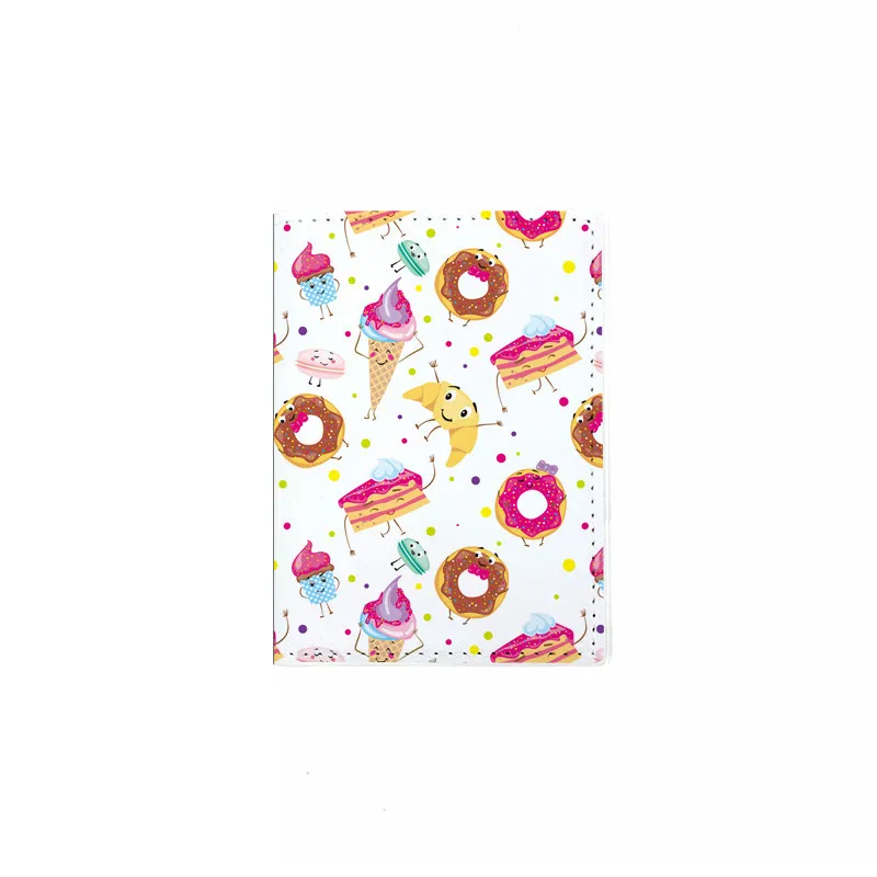 

Spot small fresh donut multi-functional passport bag printed travel passport clip PU certificate protection cover