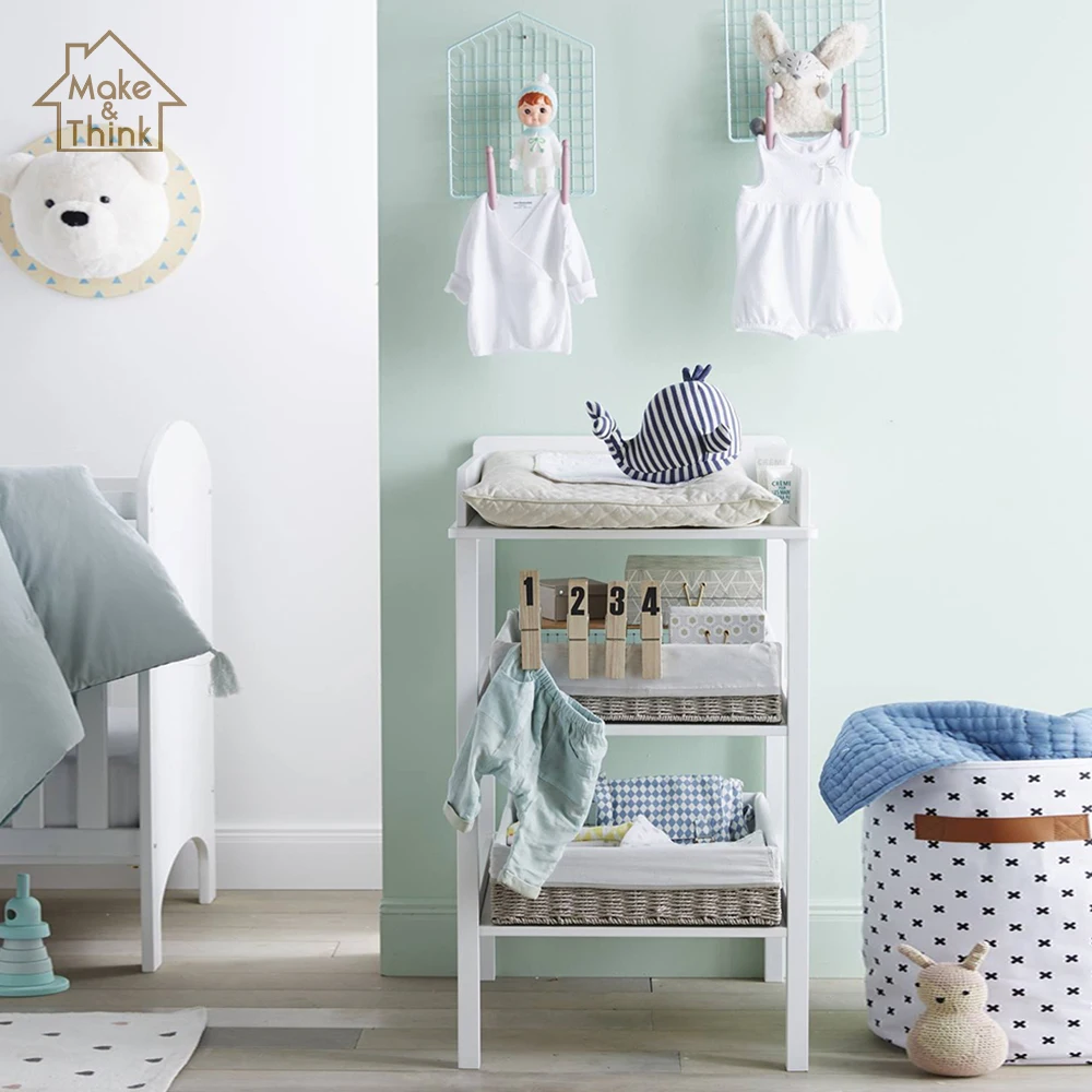 
Baby kids bath wooden nappy diaper changing station table storage a langer 