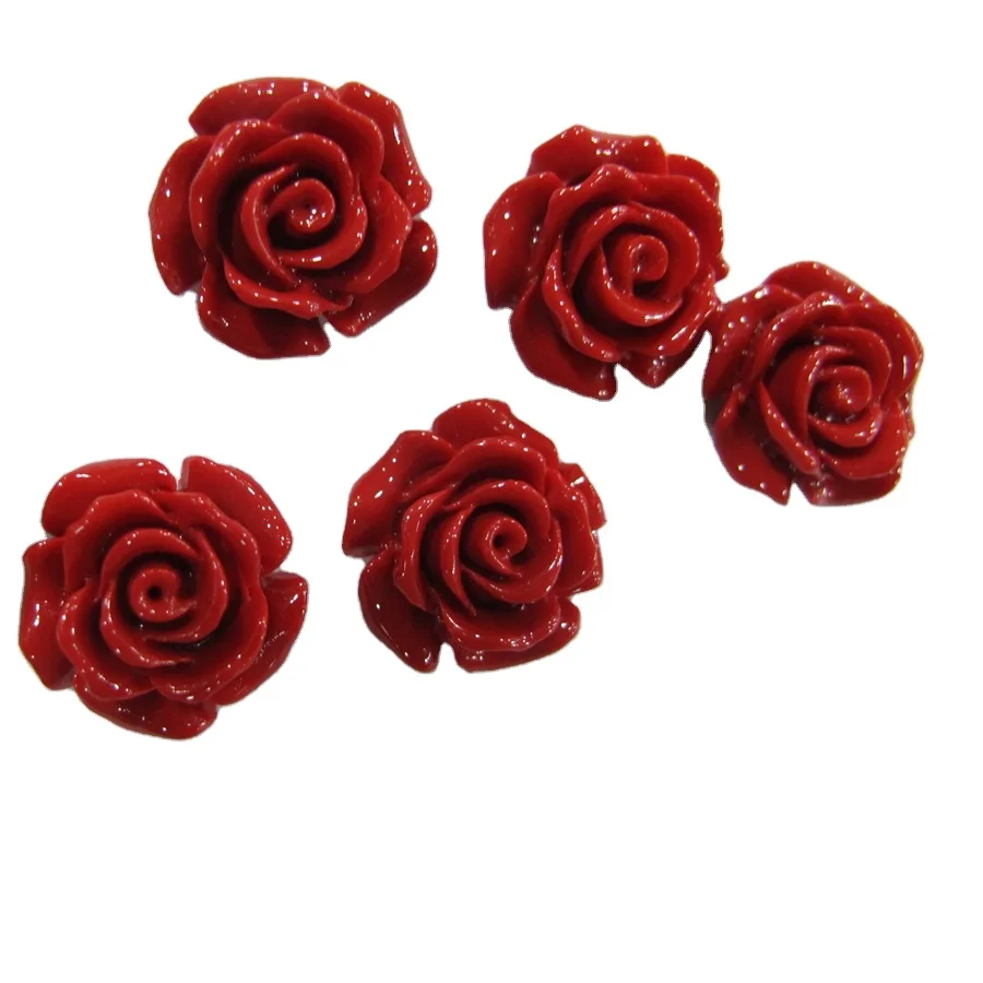 

PANGEM Sea Bamboo Red/White/Pink Coral rose flower carved genuine coral beads charms for coral jewelry making