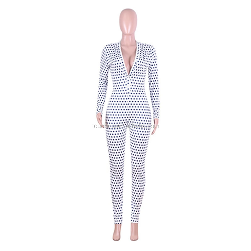 Polka Dot Bodycon Onesie Adult Jumpsuit Pajamas Women Buy Onesie