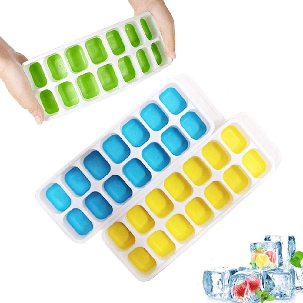 

Haixin Reusable Ice Molds With Removable Lid Custom Silicone Ice Cube Tray, Green/blue/custom color