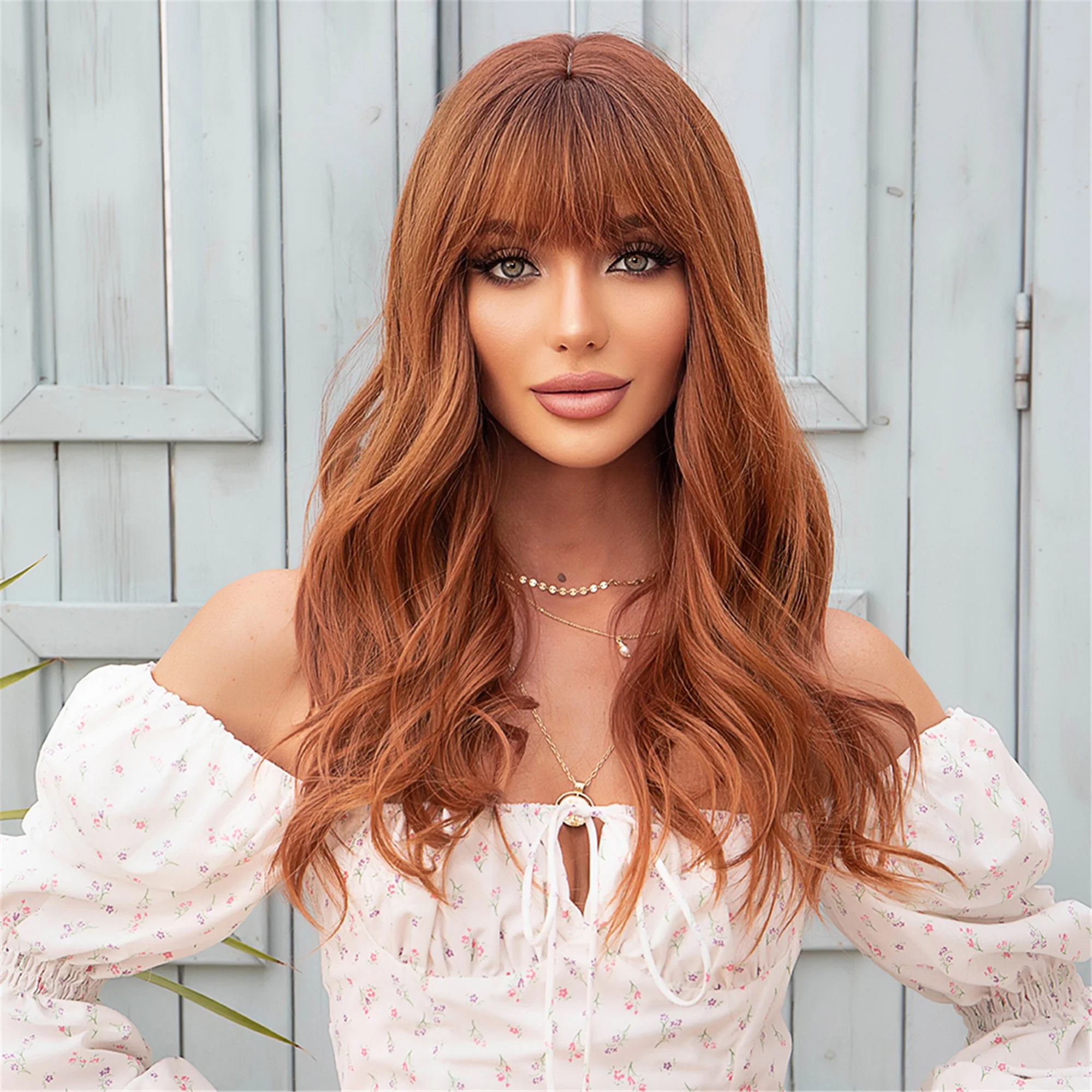 

Hot Selling Perruque Synthetic De Haute Quality Red Brown Color Synthetic Wigs Wholesale Prices