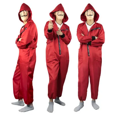 

Latest Disfraces Adult and boys Salvador Dali La Casa De Papel 3rd Money Heist Jumpsuit Costume, Red