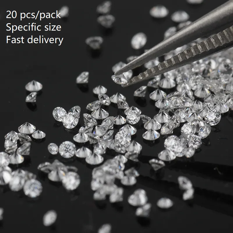 

Starsgem 20pcs/pack 1.0mm 1.3mm 1.5mm 1.7mm 2.0mm melee size lab made pure carbon rough hpht cvd loose diamond