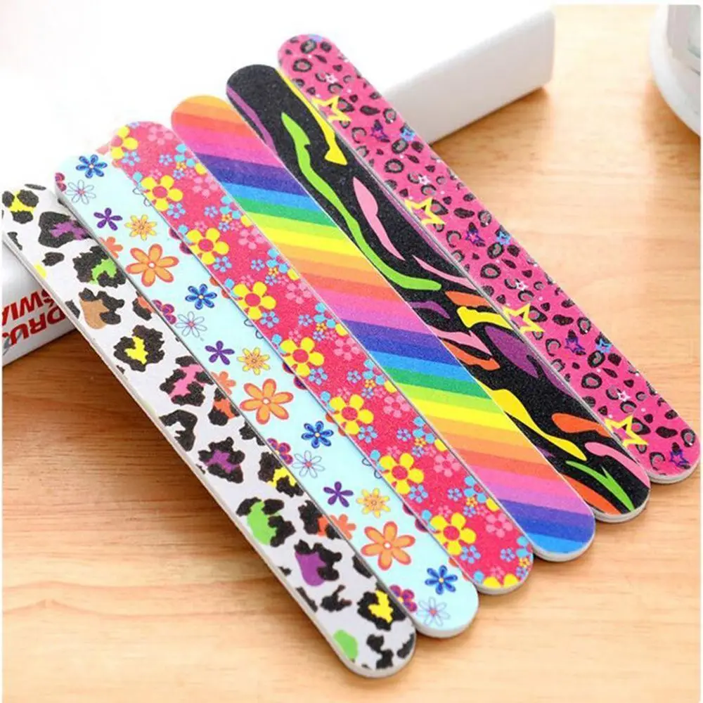 

NAD019 Rainbow Colorful Sanding Nail File Printed Double Sided Nail Art Manicure Sanding File Buffer Grits Nail Tools