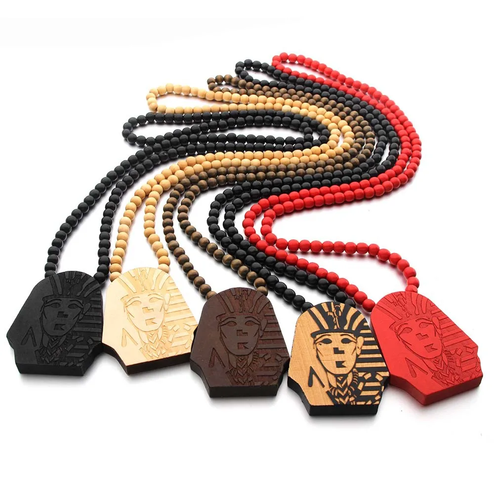 

Hip Hop Wooden Jewelry Egyptian Pharaoh Pendant Necklace