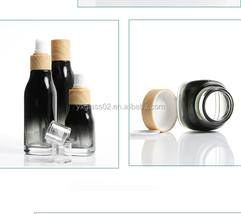 Luxury Cosmetic glass bottle set New style square skin care glass packaging container manufacture cosmetic glass packaging supplier