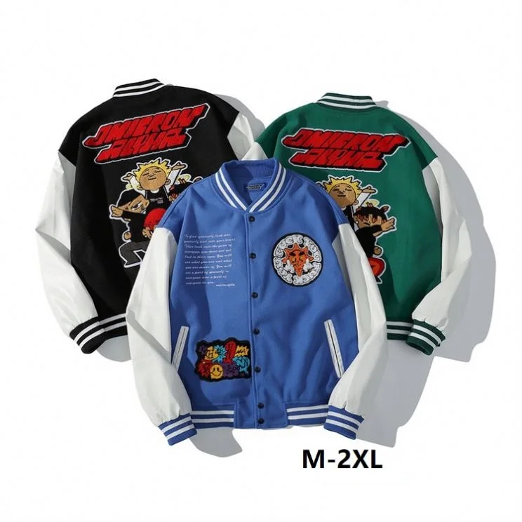 

Custom Customize Baseball Black Letterman Jackets Men Mens Men's Boy Arms Sleeves Letter Embroidery Leather Varsity Jacket, 3colors