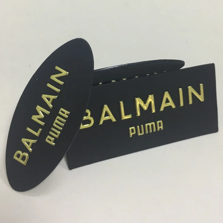 

High quality jeans leather patch labels with metal/ black leather patch/heat press leather patch, Custom color