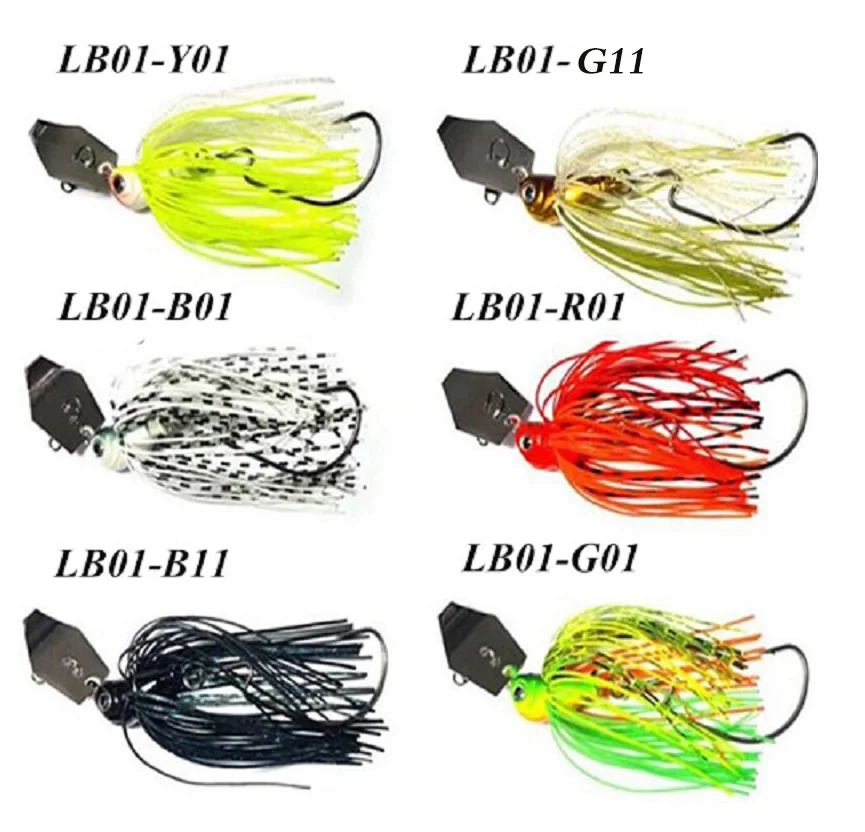 

LUTAC Fishing Chatterbait 3D Eyes Spoon Metal Lure 14g Rubber Skirt Fishing Tackle, Vavious colors