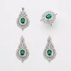 silver 925 wedding jewelry emerald green cz jewellery set online