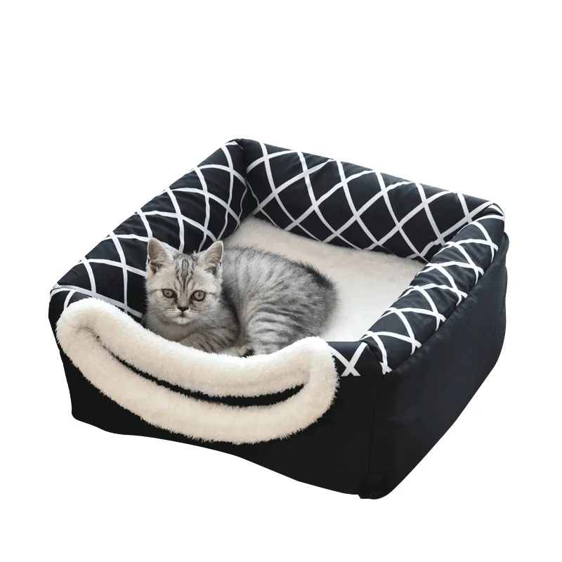 

Luxury Warm Wholesale Soft Faux Fur Plush Cat Mat Cat Bed House Pet Beds Pet House, Grey/black/brown