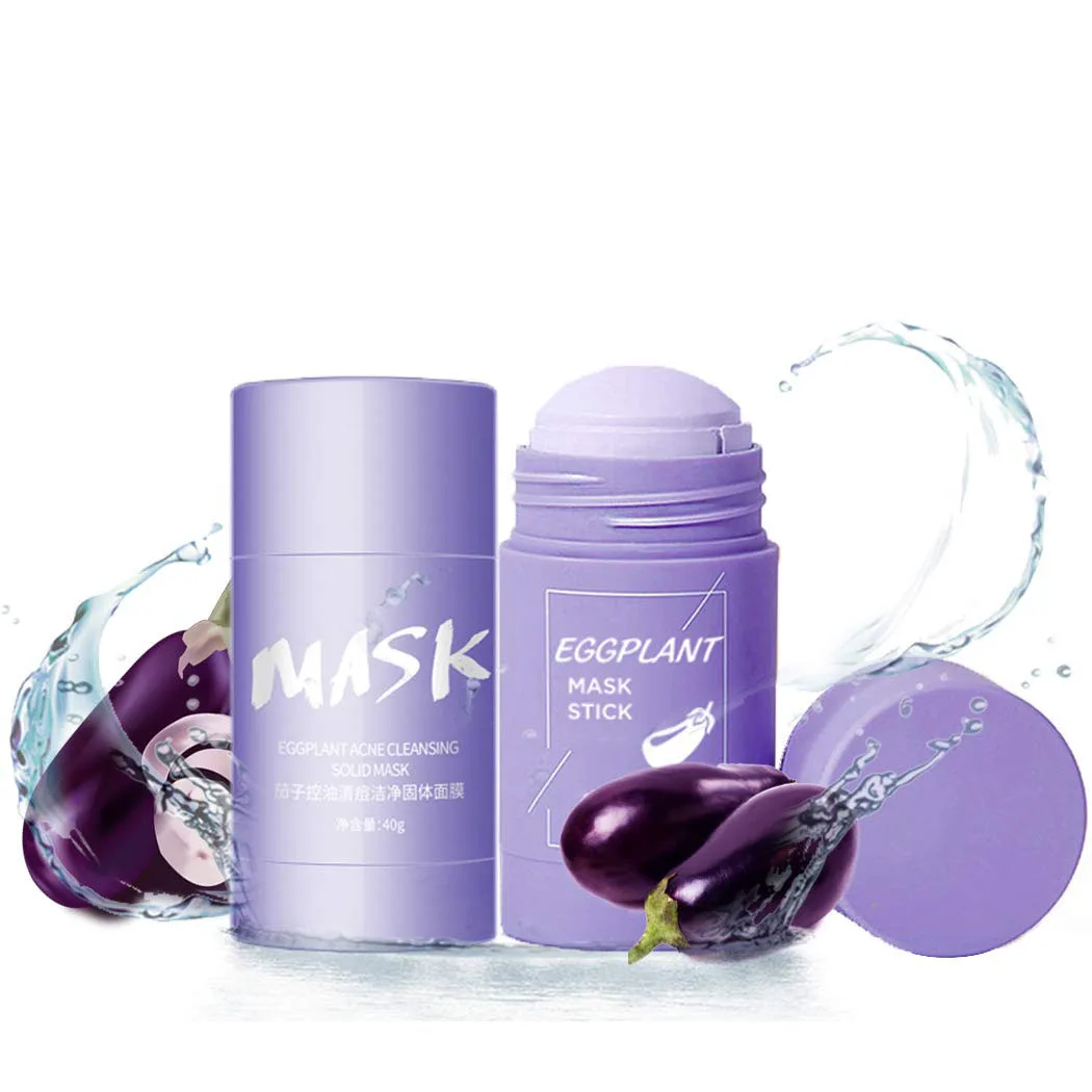 

Private Label Moisturizes Oil Control Deep Clean Pore Eggplant Purifying Clay Green Tea Cleansing Mask Stick