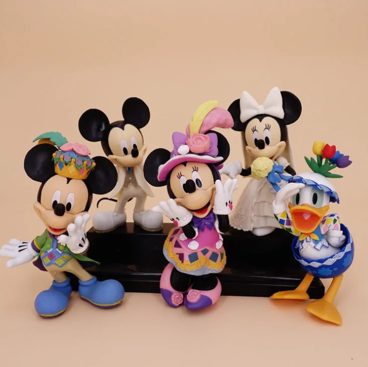 

12cm Free Shipping 6pcs wedding dress Doll Mickey minnie action Daisy duck Action Figures kids Toys, Colorful