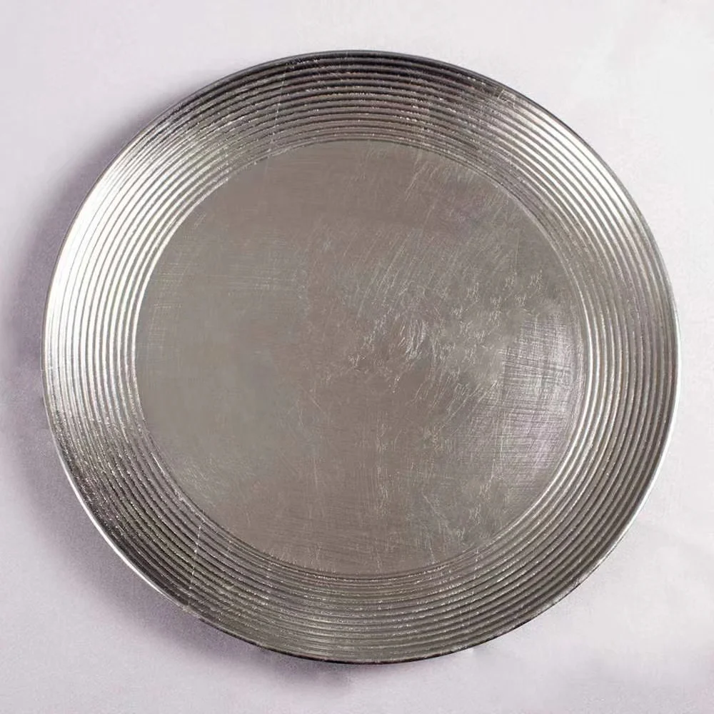 

Round Circle Rim Silver Charger Plate For Dining Table, Gold silver rose gold blakc etc