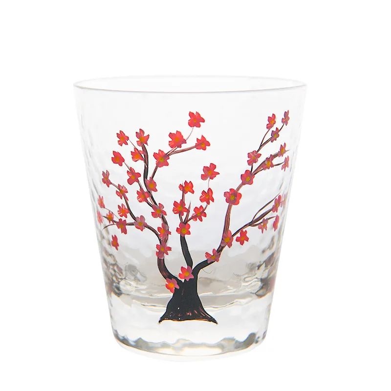 

Ins Japanese style Cherry Blossom glass hammer pattern water cup lovely girl home juice cold drink cup