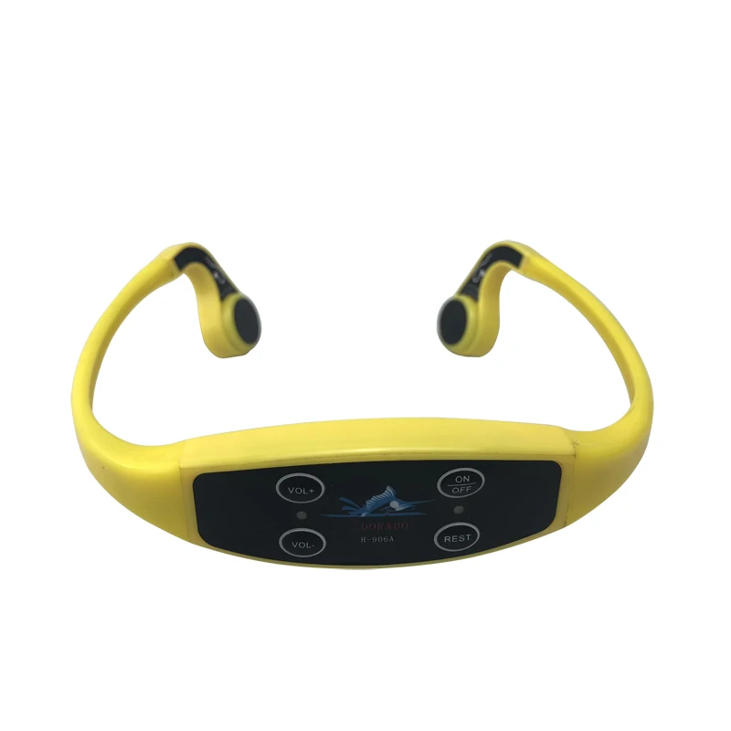 

Waterproof Swimming Training FM Transmitter Magnetic Charging Headphone Bone Conduction Earphone, Yellow, black