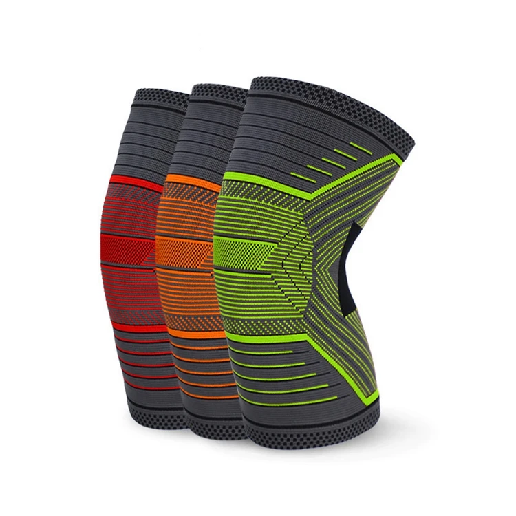 

New Knitted Four-sided Elastic Outdoor Sports Three-dimensional Summer Knee Protector X-1293, Green, orange, red