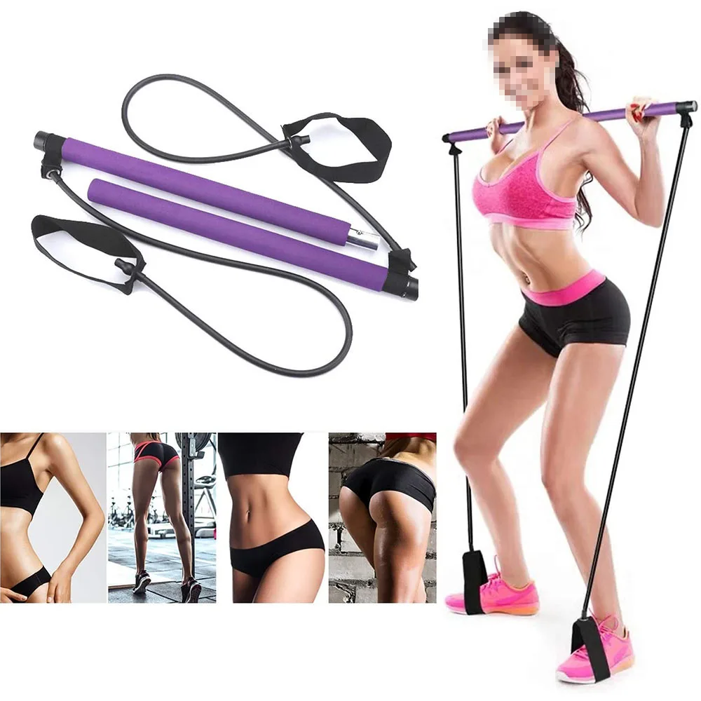 

Yoga Exercise Bands Pilates Stick Bar for Fitness Gym Equipment Bodybuilding, Pink,purple