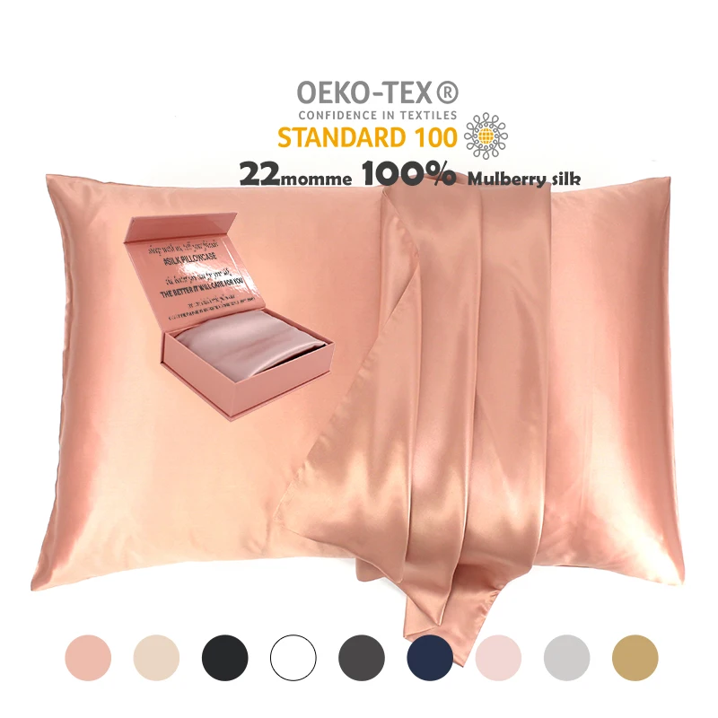 

Super Soft Real Silk Pillowcase 19mm Mulberry Silk Pillow Case Set Packaging Luxury 22mm 100% Pure Mulberry Silk Pillow Cases