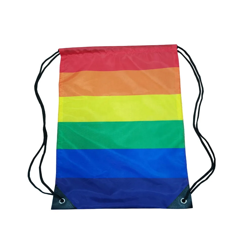 

Johnin Custom 12x18 inches Polyester Printed Rainbow Pride Drawstring bags
