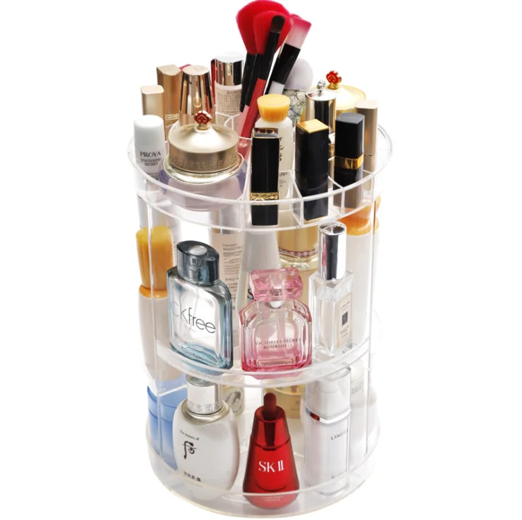 

Cosmetic Acrylic Storage Box 360 Degree Rotating Makeup Stand Clear Transparent Acrylic Makeup Organizer