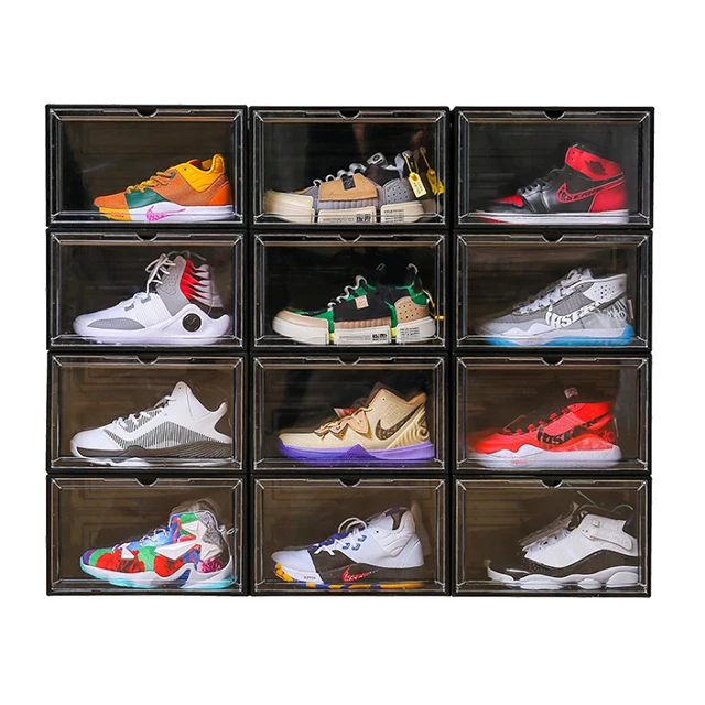 

Wholesale Clear Drop Front Black Customer Shoe Boxes Organizer With Loge, Black\white (optional)