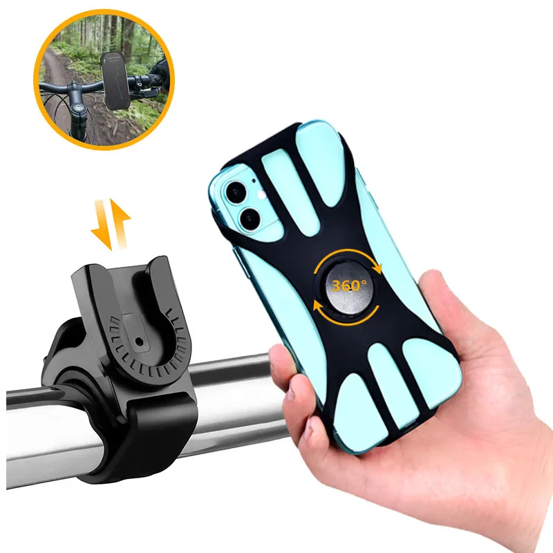 

Free Shipping 360 Degree Rotation Removable Silicone Bicycle Bike Phone Holder Adjustable Handlebar Mount, Black