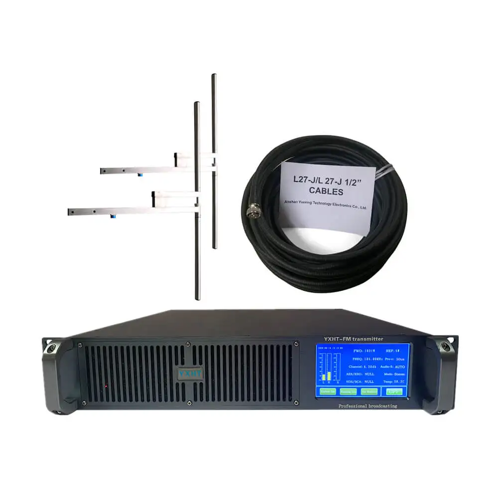 

Digital 1200 watt Touch Screen YXHT-2 1.2KW FM Transmitter + 2-Bay Antenna + 30 Meters Cables with Connector 3 Equipments