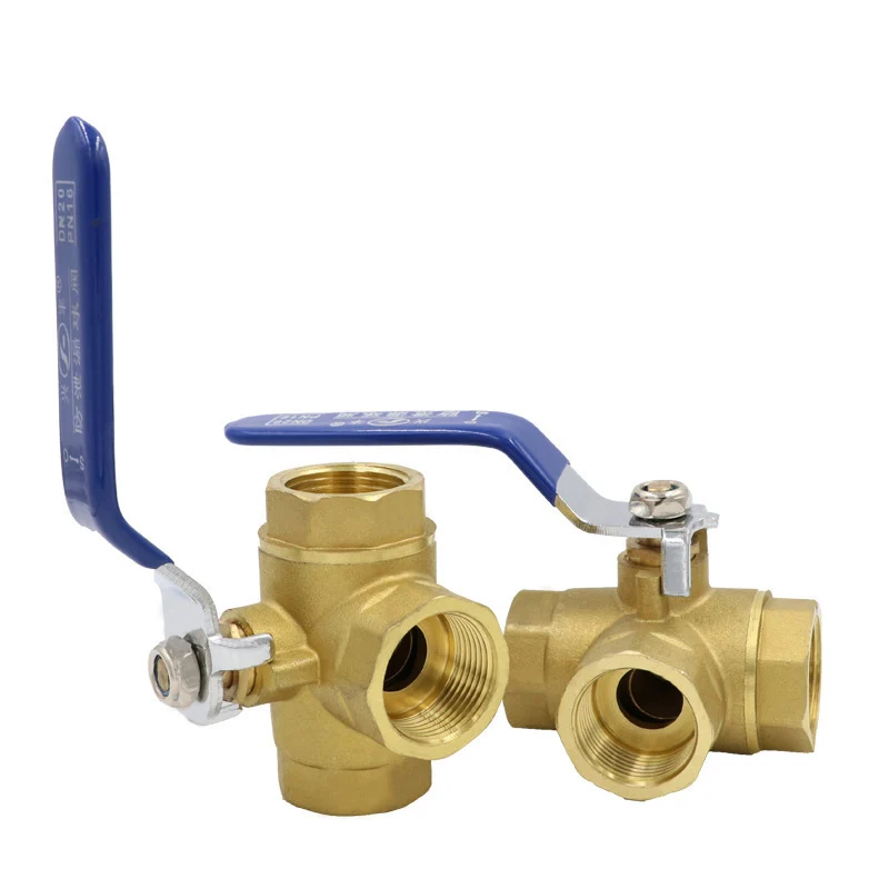 

Handle female T Type L Type NPT thread 3 way brass ball valve