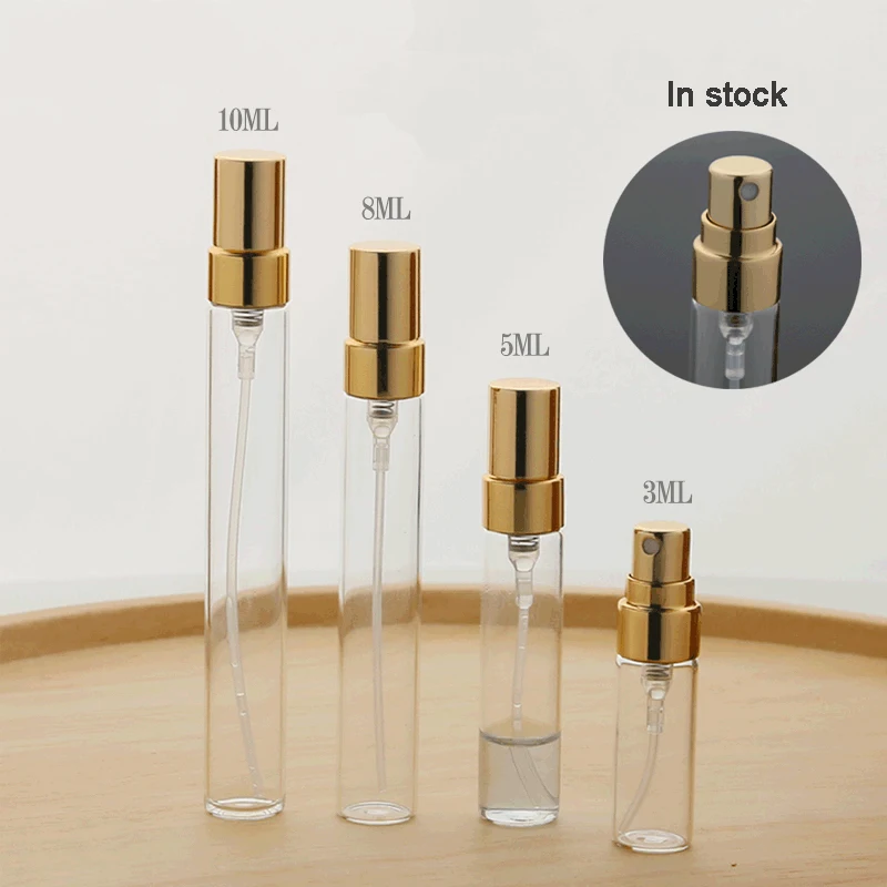 Custom 2ml 3ml 5ml Mini Empty Glass Sample Test Spray Perfume Bottle With Aluminum Cap Atomizer Refillable 10ml Perfume Bottle