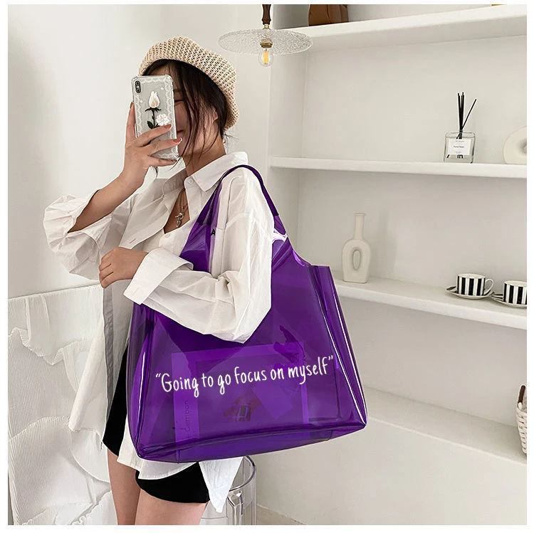 

Fashion Waterproof Cute Duffle Bag Pvc Packing Ziplock Pink Duffle Bag Women