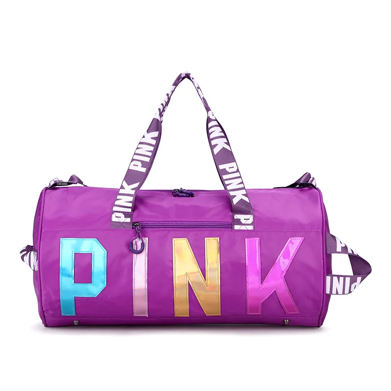 

Pink New fashion sport yoga bag lightweight short travel weekend duffel bag waterproof Pink gym tote bag Custom logo