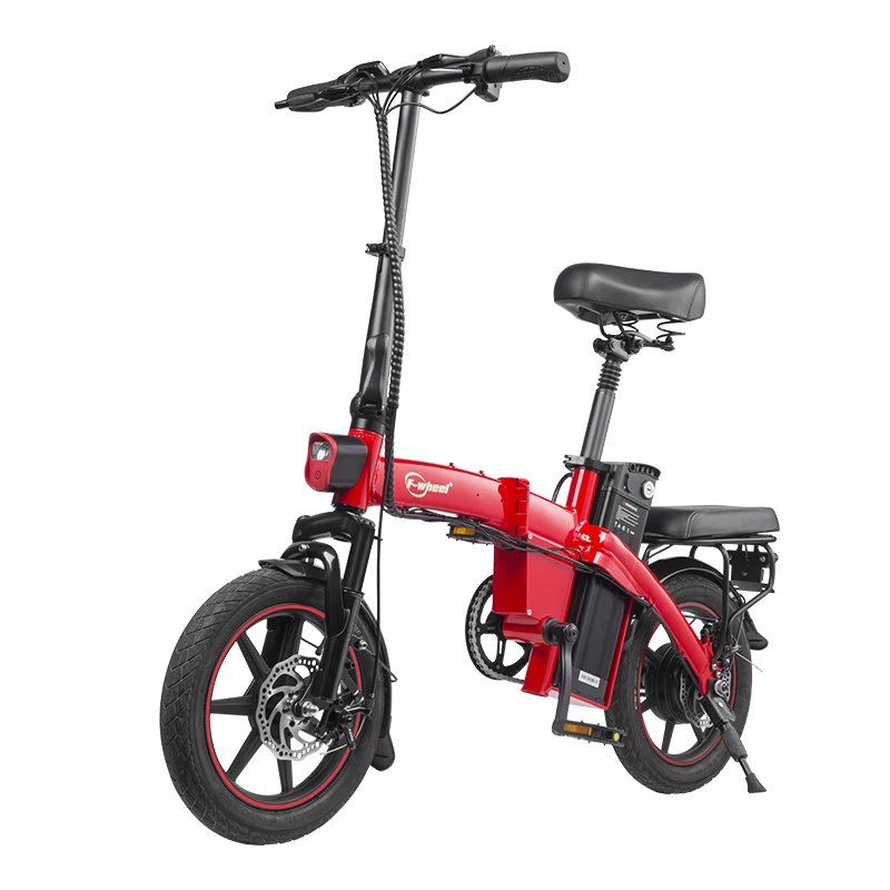 

Electric Bicycle for Adults with Pedals 14" Waterproof Folding Mini Bikes with Dual Disc Brakes 48V 7.5Ah Lithium-Ion Battery