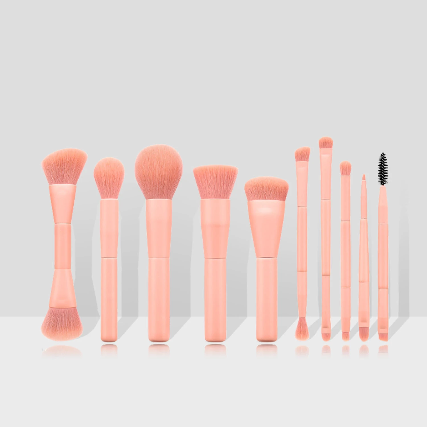 

10 Pcs Pink Make up Brush Set for Foundation Blush Powder Vegan Cosmetics Brushes Ideal for Christmas Gift