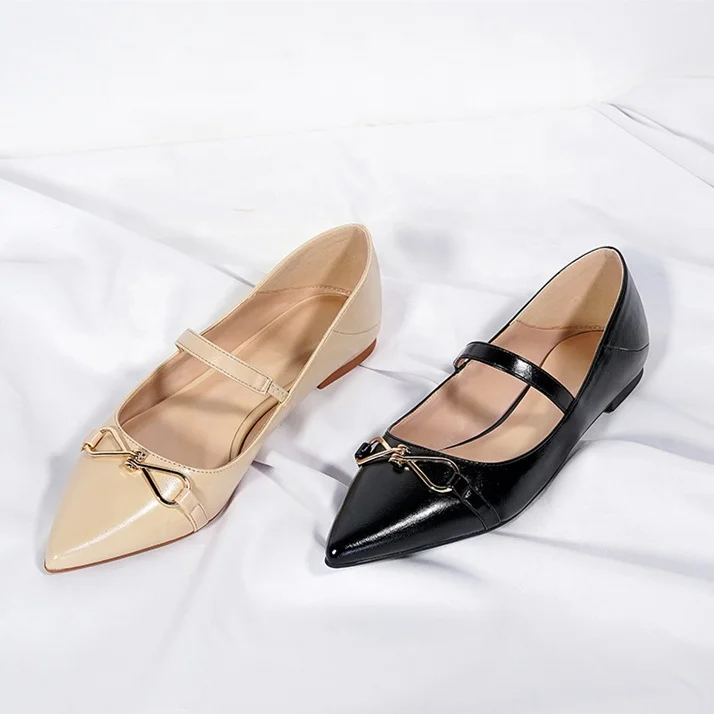 

Women Shoes Pointed Toe Flat Shoes Women Ballet Shoes Ladies Pumps Spring Designer Brand Customize Big Size 13 Size 46 Wholesale, Black, nude