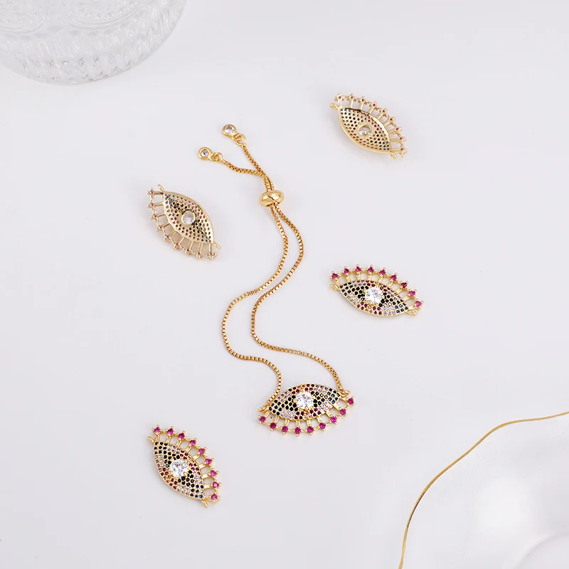 

Pendant jewelryNewest Zircon EvilEye 18k gold filled lucky charms necklace bracelets for women pendants