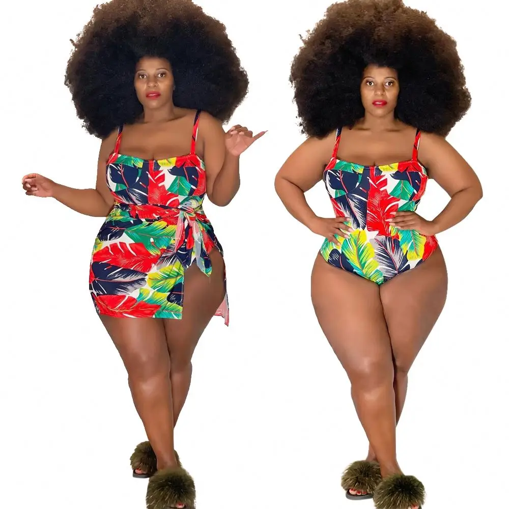 

YD-YF1529 women plus size 2021 casual printed two pieces swimwear ladies swimsuits